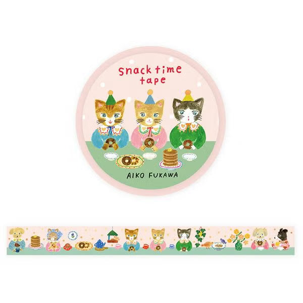 Taśma washi ze złotymi detalami – snack time by Aiko Fukawa