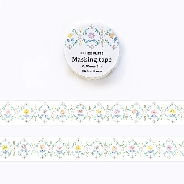 Taśma washi z płatkami złota – flowers bloom by waka