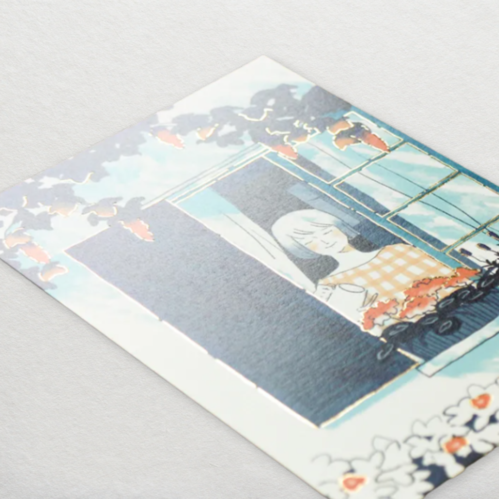 Postcard – Watering plants by the Window by Sayuri Fujimaki