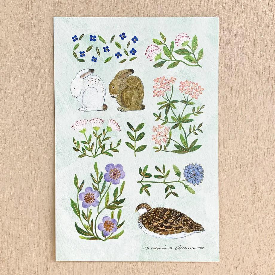 Postcard with Gold Foil – fleur by Midori Asano