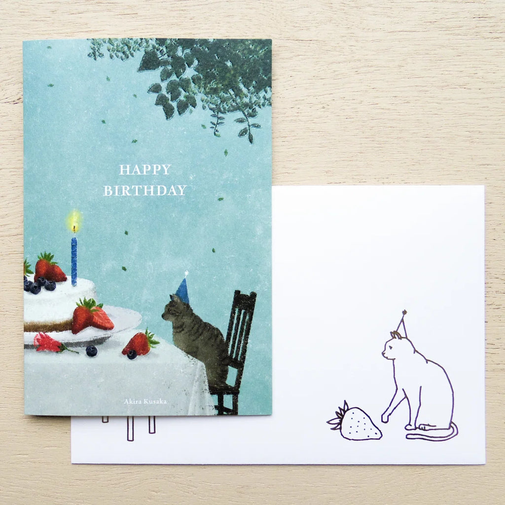 Birthday Card – Cat & Cake by Akira Kusaka