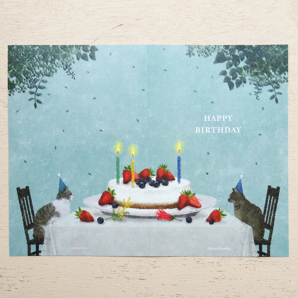 Birthday Card – Cat & Cake by Akira Kusaka