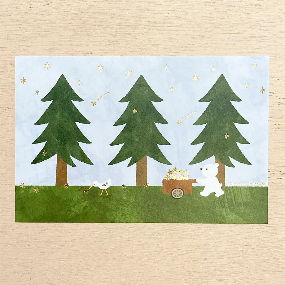 Postcard with Gold Foil – Hoshikuma by Mariko Fukuoka