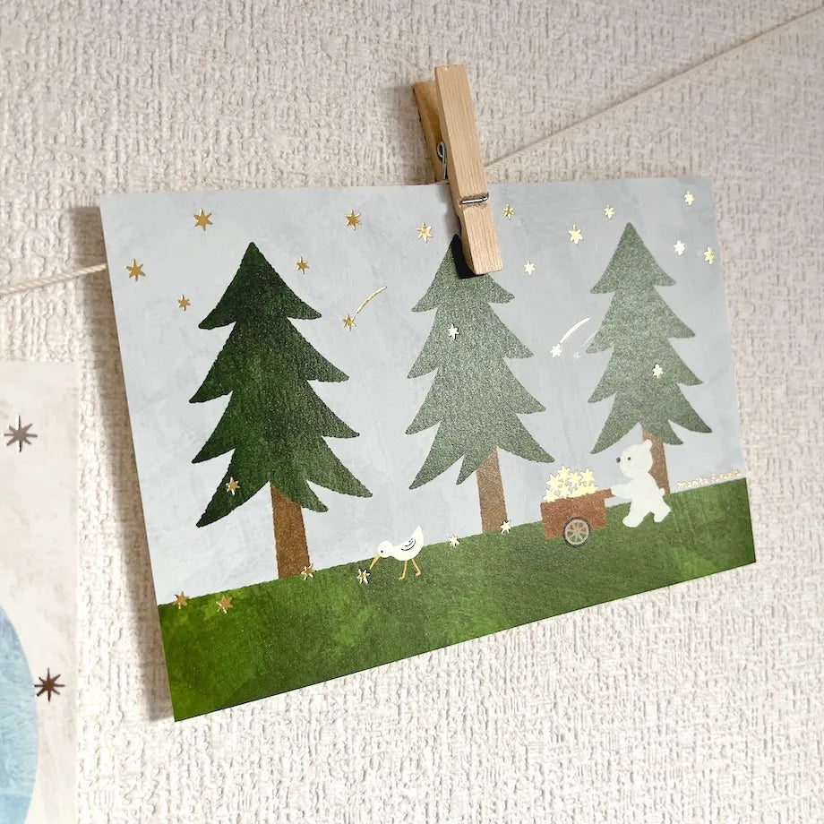 Postcard with Gold Foil – Hoshikuma by Mariko Fukuoka