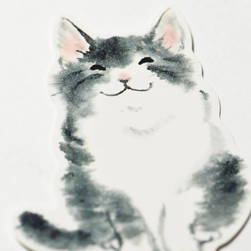 Water-Resistant Sticker – Japanese Grey Cat