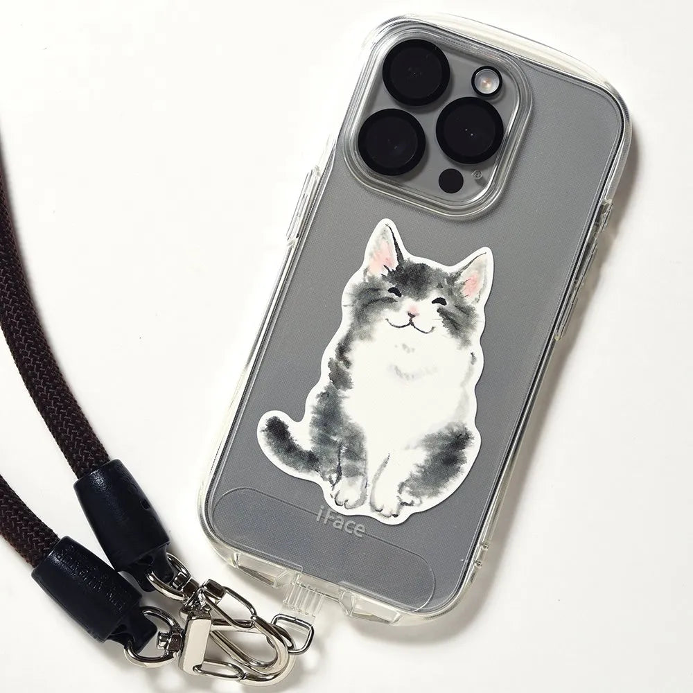Water-Resistant Sticker – Japanese Grey Cat