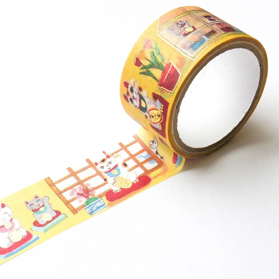 Washi Tape with Gold Details – Maneki Neko by Ai Okino