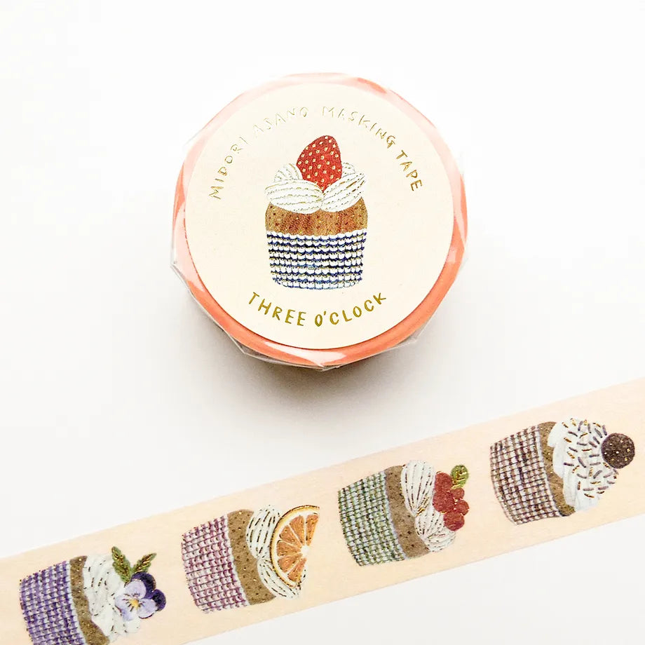 Washi Tape with Gold Foil – THREE O' CLOCK by Midori Asano
