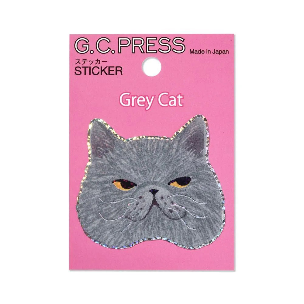 Water-Resistant Sticker –  Relaxed Grey Cat