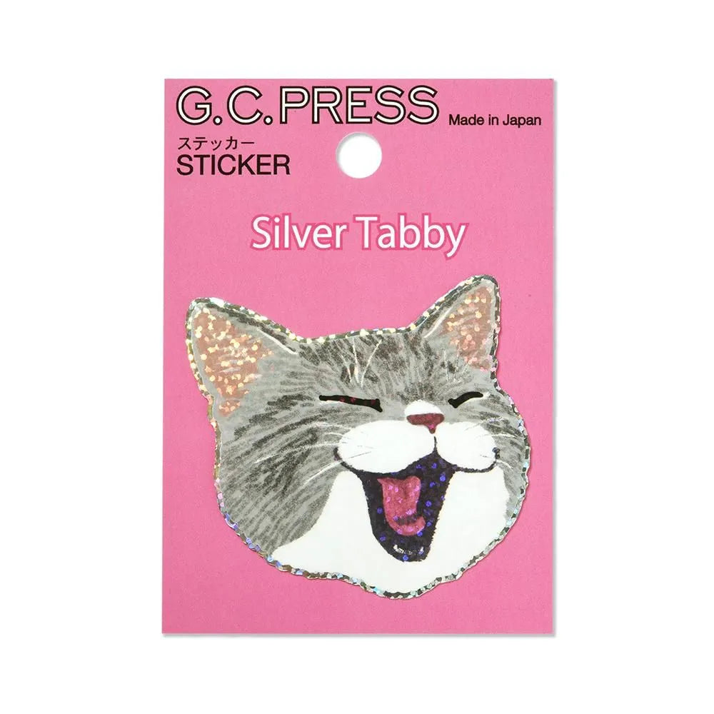 Water-Resistant Sticker – Smiling Grey Cat