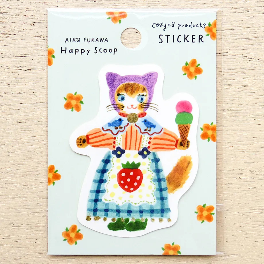 Water-Resistant Sticker – Happy Scoop by Aiko Fukawa