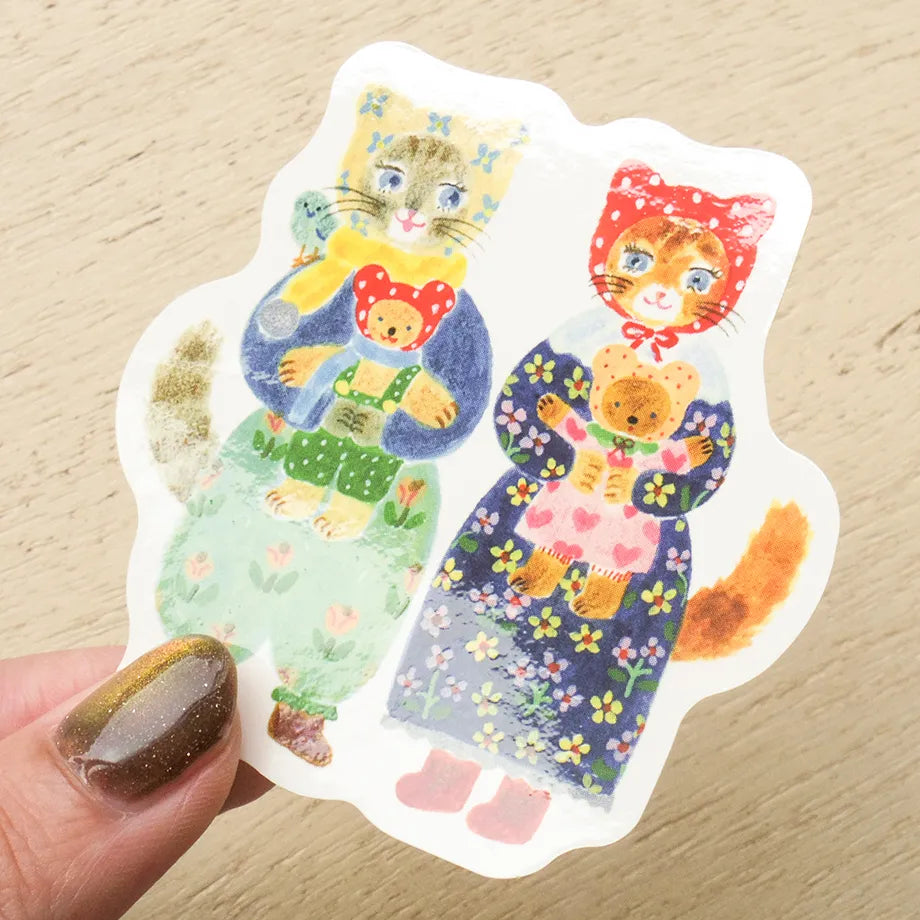 Water-Resistant Sticker – Cat Hugs by Aiko Fukawa