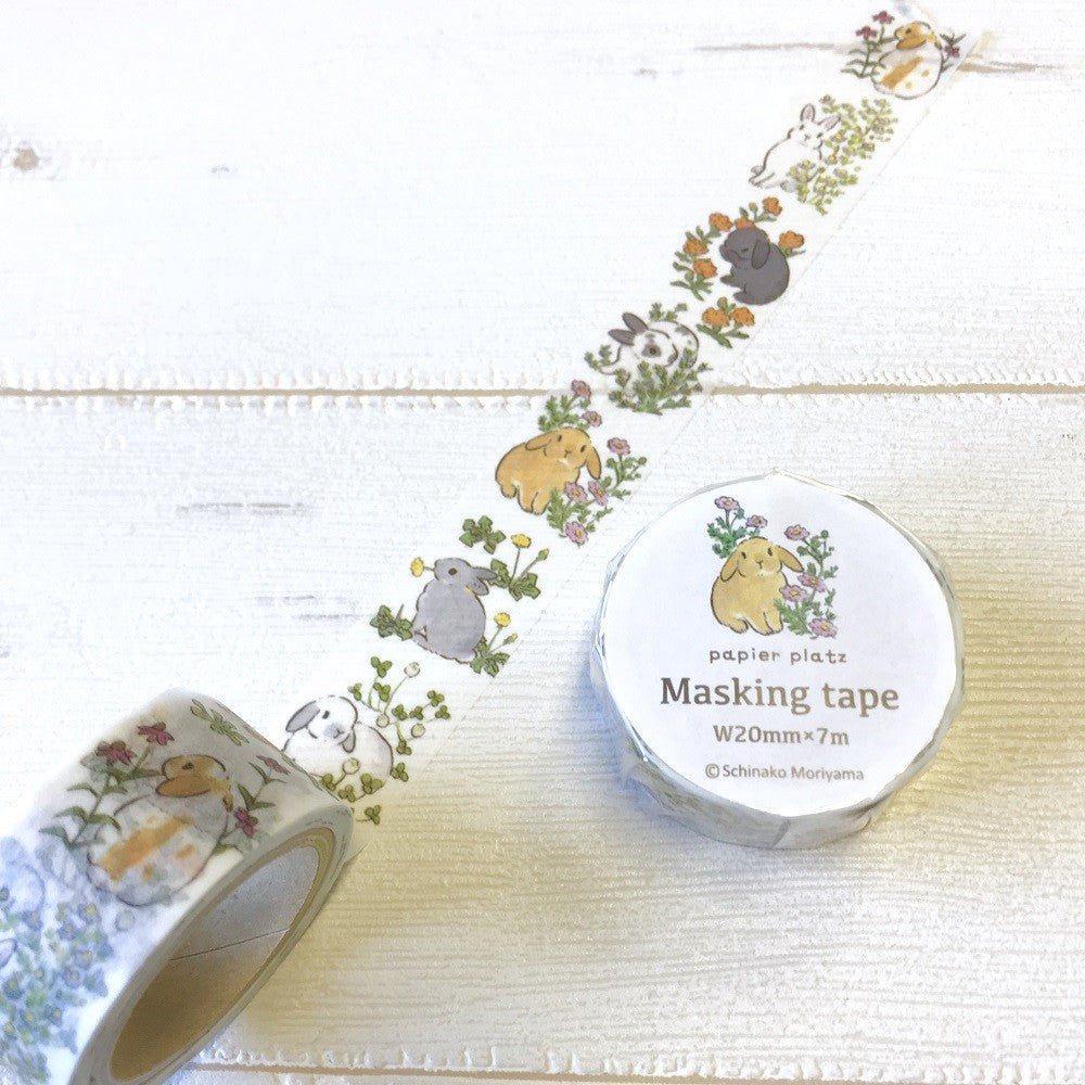 Taśma washi – Króliki Usagi i Kwiaty by Schinako Moriyama