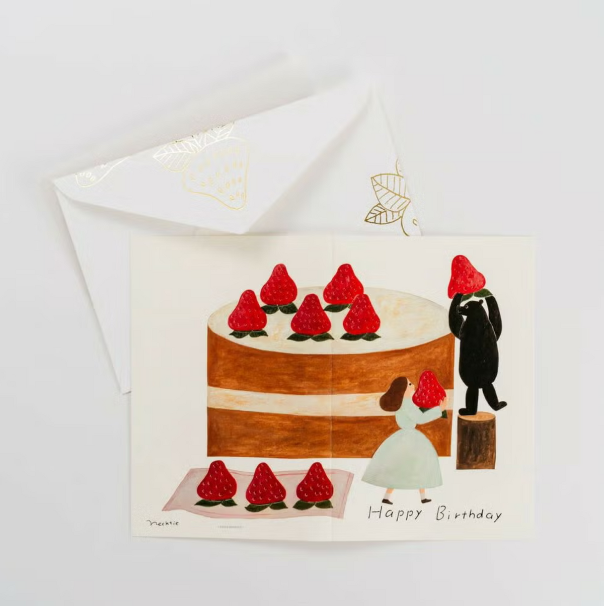 Birthday Card – Strawberry Cake by Necktie