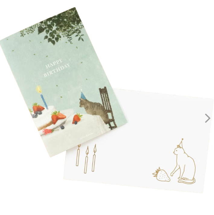 Birthday Card – Cat & Cake by Akira Kusaka